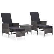 Set Divani da Giardino 3 pz con Cuscini in Polyrattan Grigio cod mxl 37956