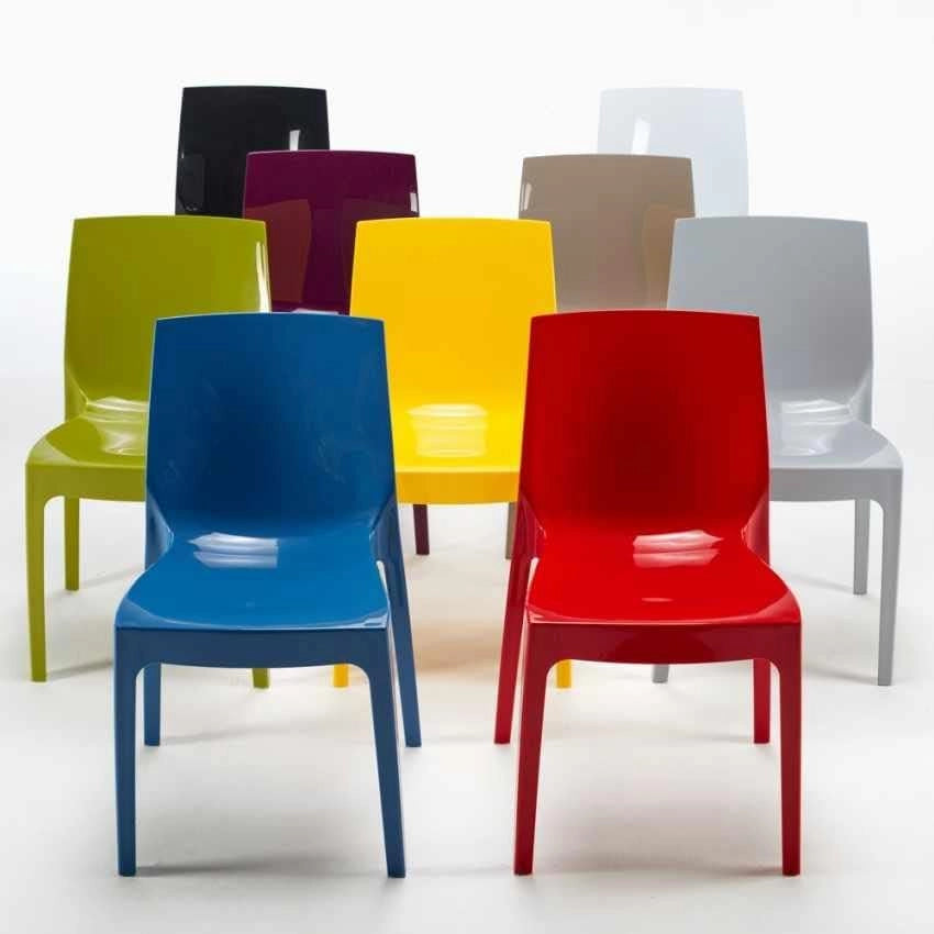 S6317BA Upon Ice Higlopp-Sedia impilabile, 54 x 52 x 81 cm, Colore: Blu Avio Lucido, Policarbonato