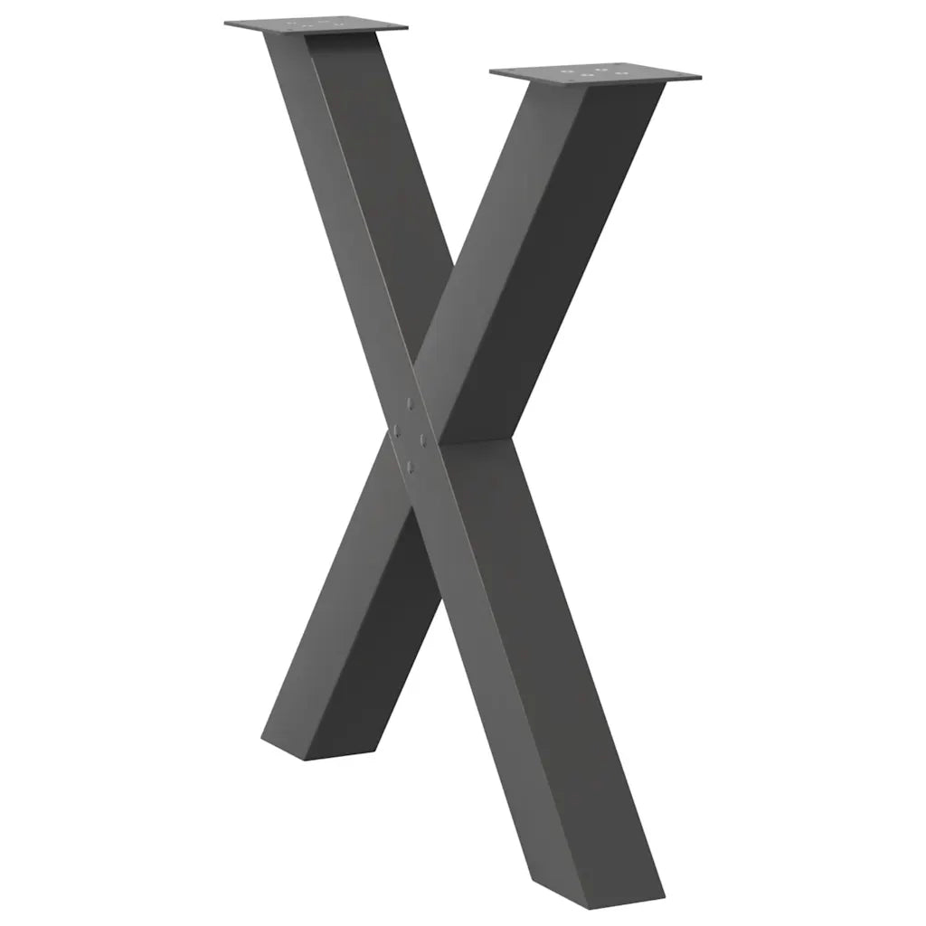 Gambe per tavolo da pranzo a forma di X 2 pz Antracite 70x(72-73) cm Acciaio 4012978