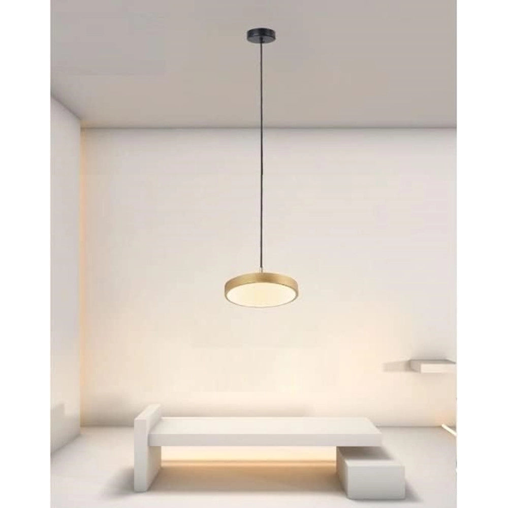 Trade Shop - Lampadario A Sospensione Led 40w Oro Cerchio Tondo Moderno Minimal Luce 4000k 32910 -