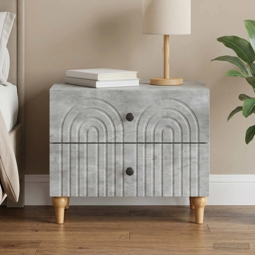 Armadio da Notte con cassetto Grigio Cemento 62 x 34,5 x 48 cm 894088