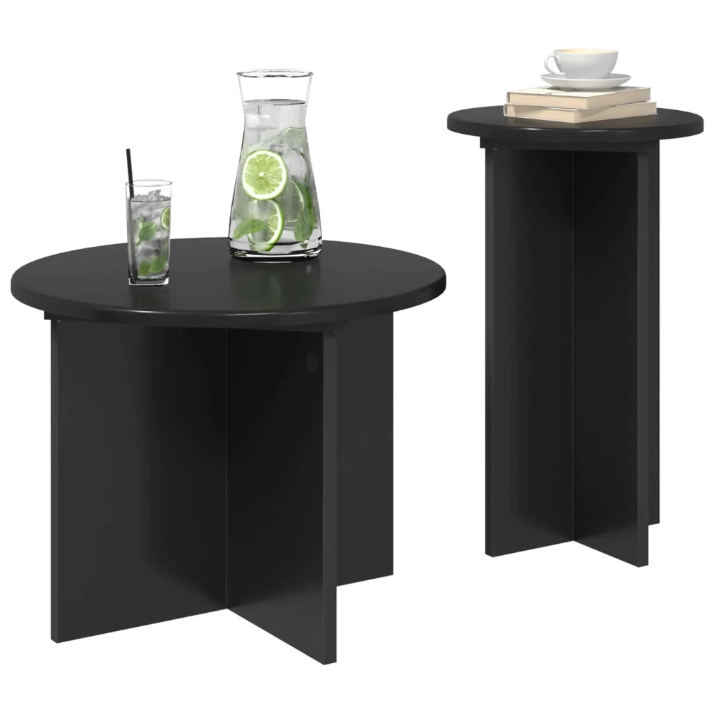 Set tavolini 2 pcs Rovere Nero Legno ingegnerizzato 8001029