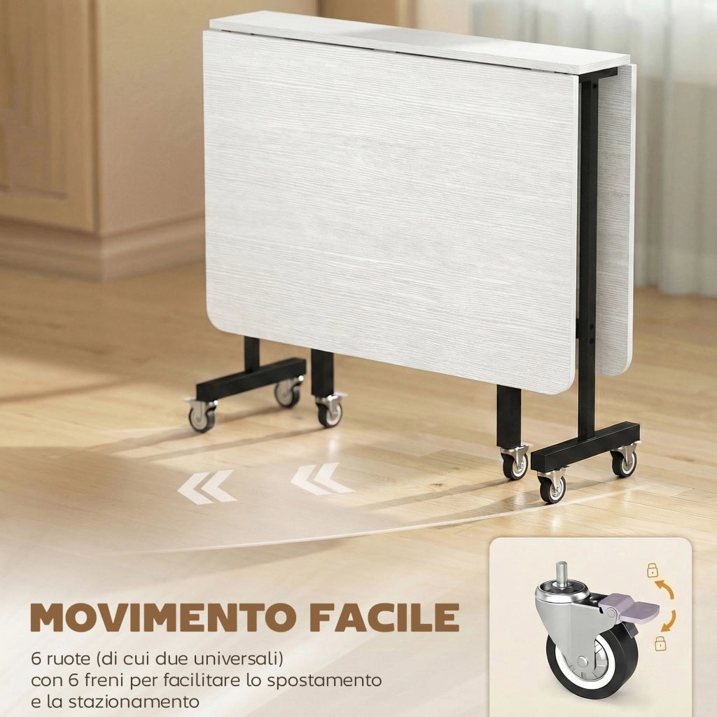 Tavolo Pieghevole Allungabile per 4-6 Persone ¨C Zephmum ¨C Bianco Legno 120x80x73 cm