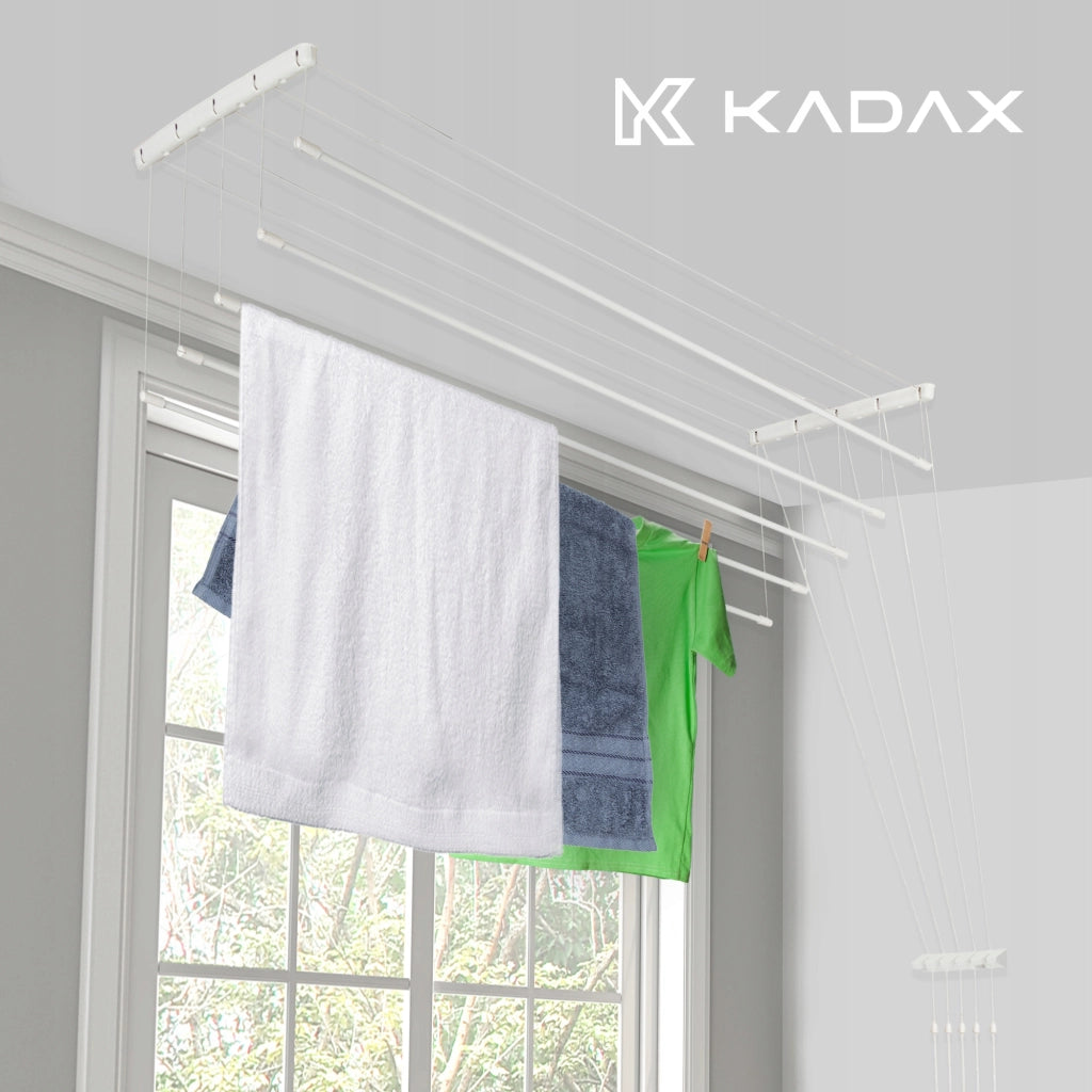 Stendibiancheria da soffitto KADAX per bagno, 5 barre, 170 cm, resistente e robusto.