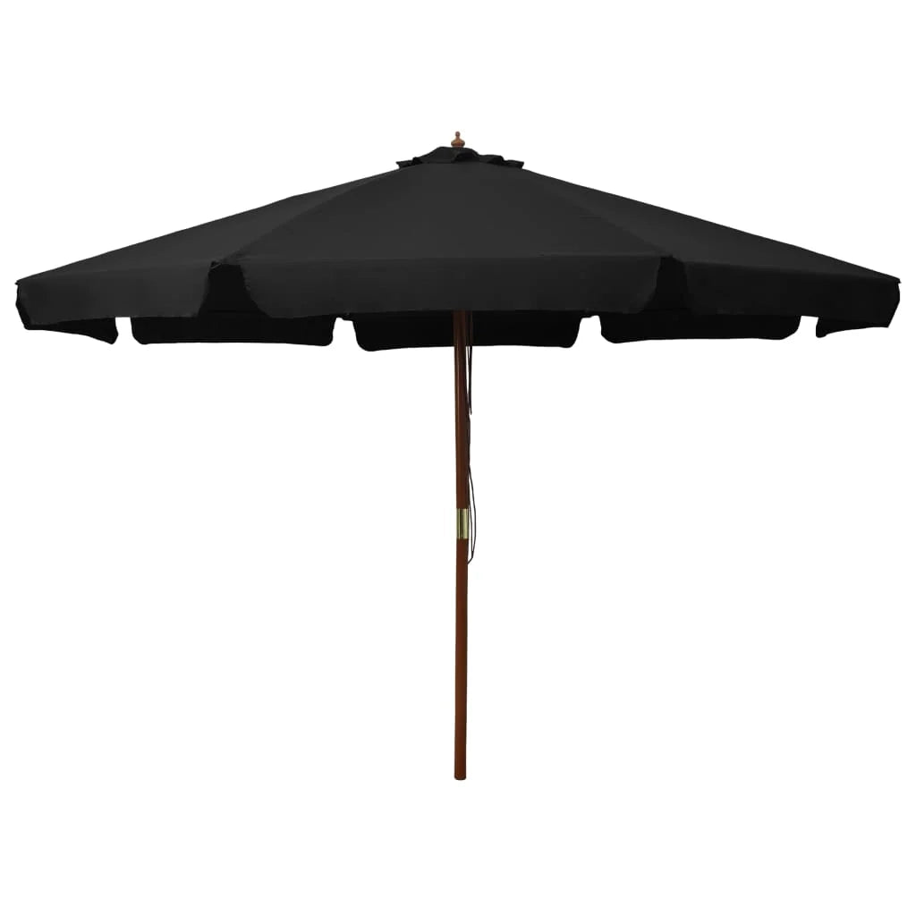 Ombrellone da esterno con palo in legno 330 cm nero 02_0008251