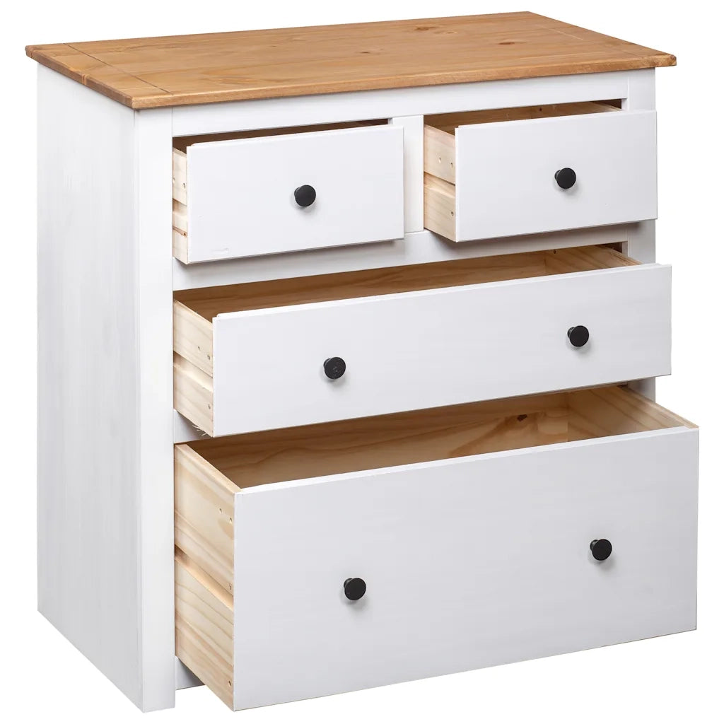 Credenza-Buffet-Armadio da cucina Bianca 80x40x83 cm in Legno Massello di Pino Panama