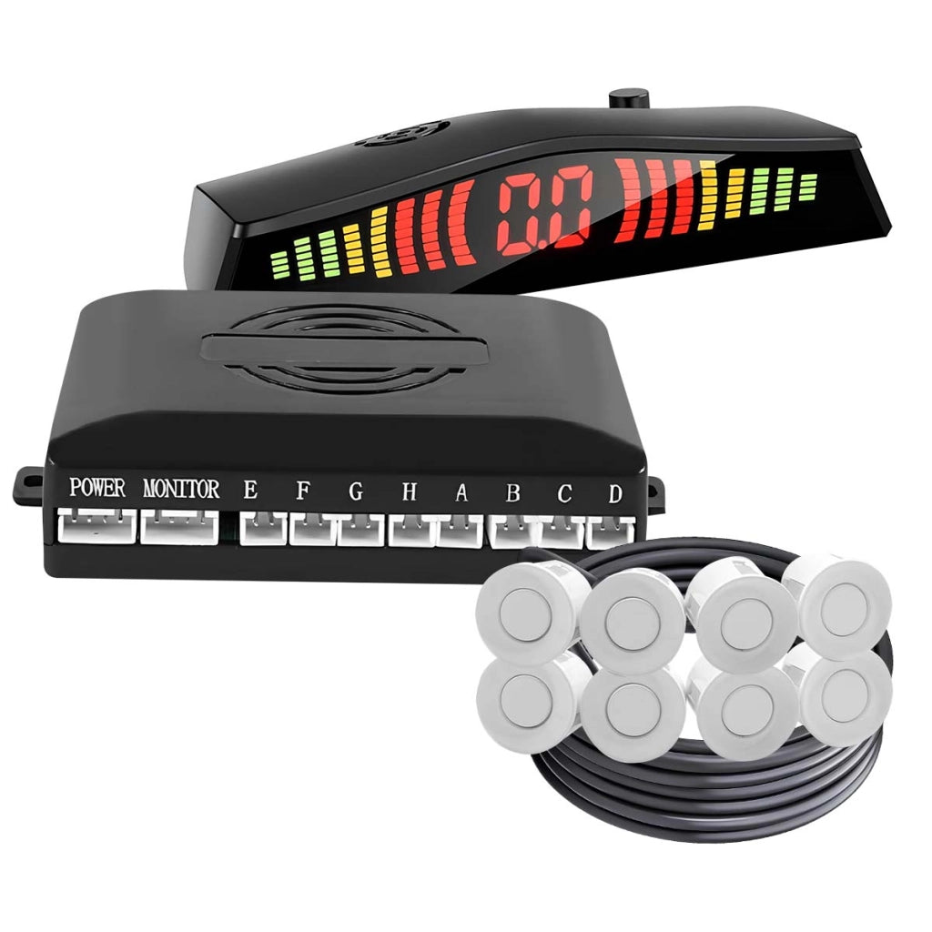 Sistema di sensori di parcheggio 8 sensori con display LED e allarme sonoro Nero Avizar