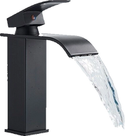 ROSA | Rubinetto da bagno Premium Hotel Waterfall Nero | Miscelatore per lavabo in acciaio inox per catering | Rubinetto dal design quadrato