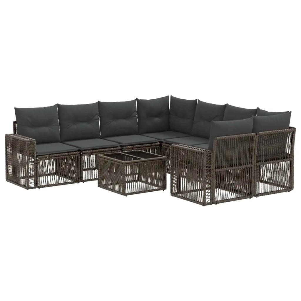 Set Divano da Giardino 9 pz Grigio polyrattan 3435071