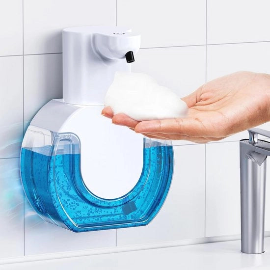 Dispensatore di Sapone a Contatto Zero con Sensore Infrarosso - 420 ml Montaggio a Parete per Bagno e Cucina