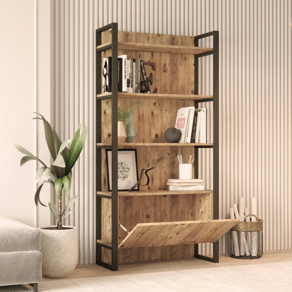 Biblioteca Georges, Libreria 4 Ripiani, 90x34x180h cm Marrone Quercia