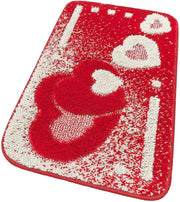 Tappeto Bagno Cuori 50x110 cm Antiscivolo Assorbente Scendiletto Doccia Rosso