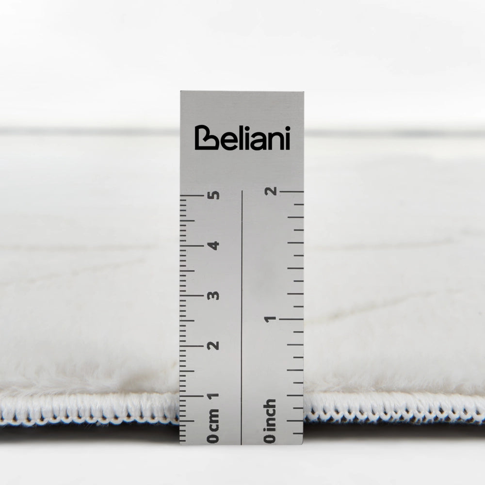 Tappeto in pelliccia sintetica di coniglio, bianco sporco, in poliestere, 160 x 230 cm, morbido e a pelo lungo, motivo a foglie