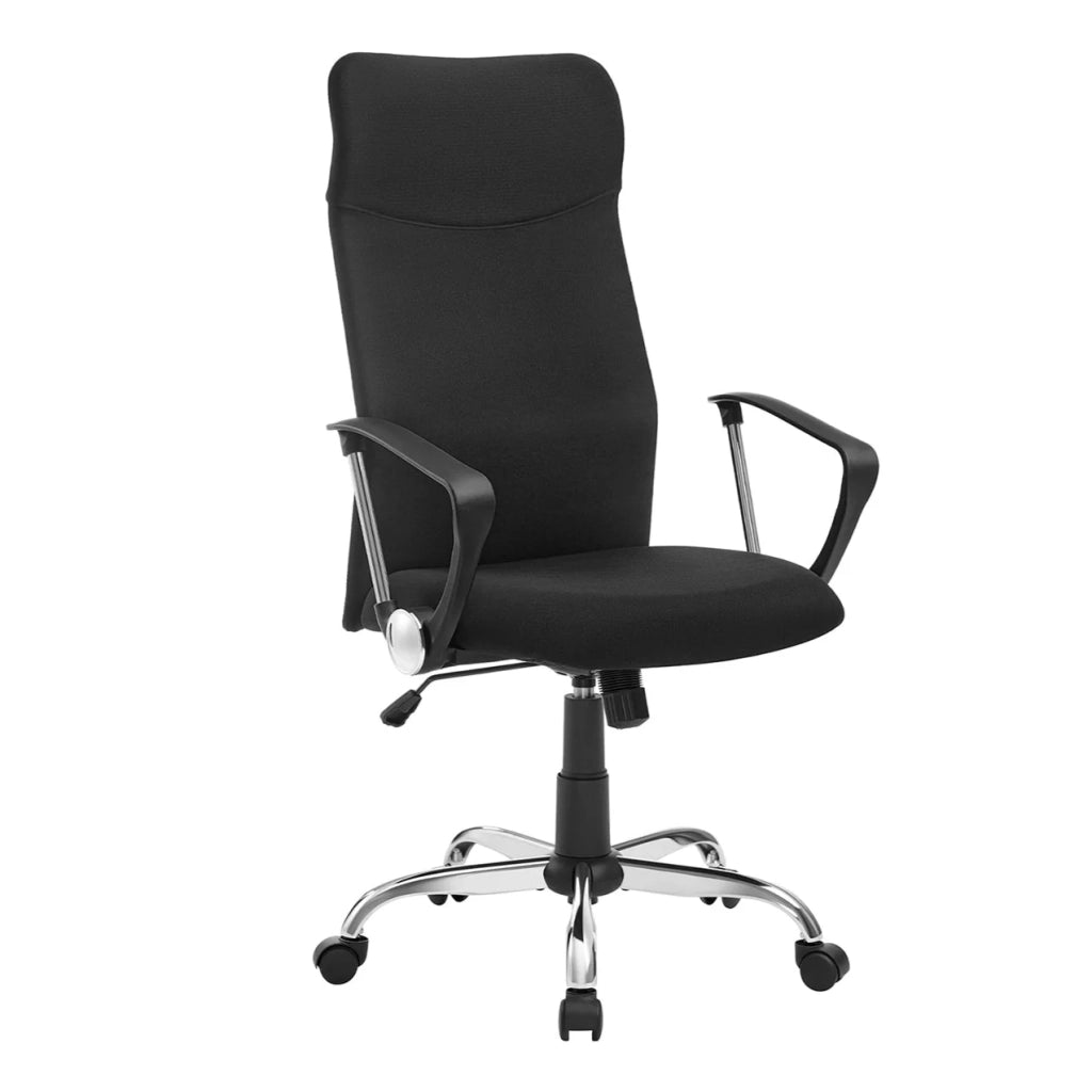 Sedia da ufficio sedia ergonomica seduta girevole imbottita rivestimento in tessuto altezza regolabile meccanismo di inclinazione capacità di carico 120 kg nero 12_0005875