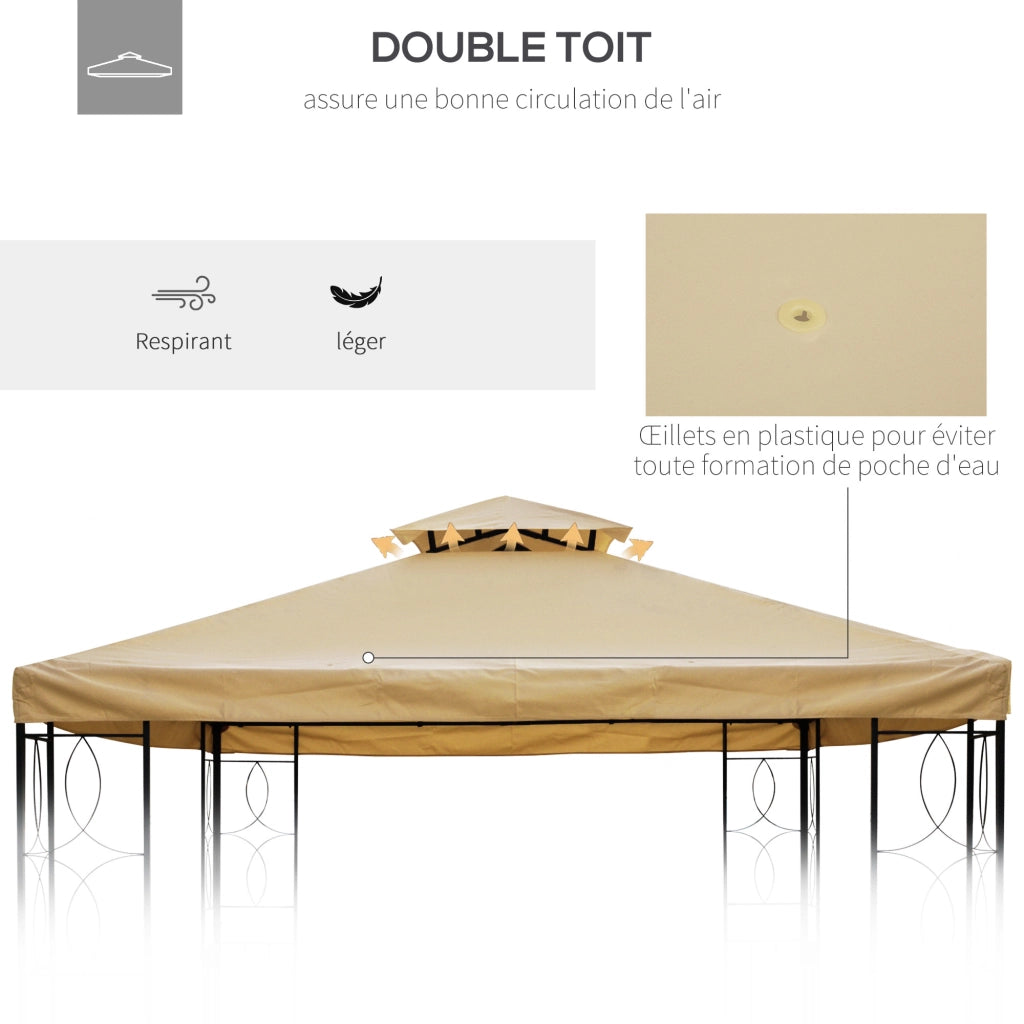 Telo di ricambio per tenda da giardino 3x4 m ¨C zephmum ¨C poliestere alta densit¨¤ 180 g/m2 beige