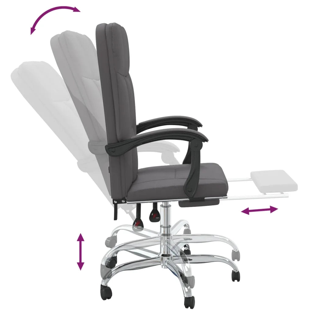Poltrona | Sedia Relax da Ufficio Reclinabile Grigia in Similpelle