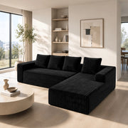 Divano ad angolo, divano a L, con poltrona reclinabile a destra, design modulare, 4 cuscini, pronto all’uso, nero
