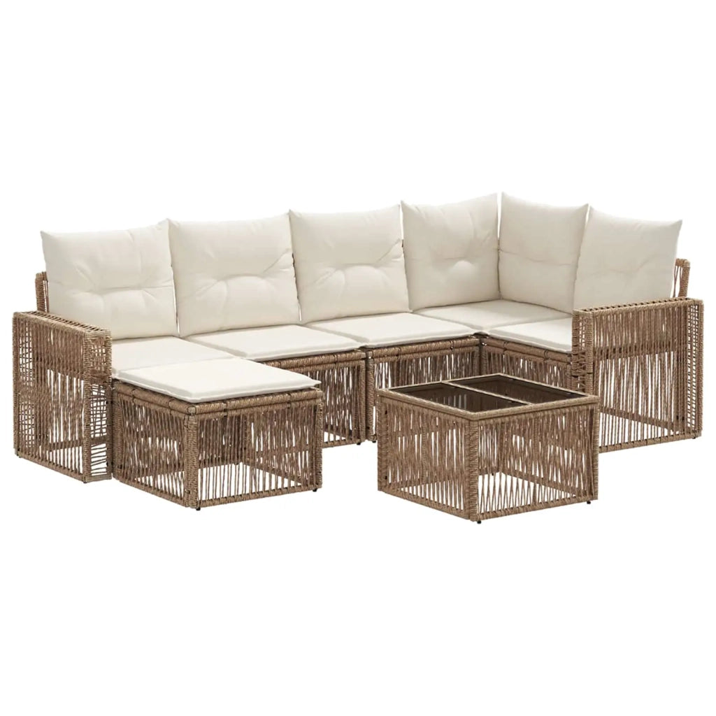 Set Divano da Giardino 7 pcs Beige e Bianco Crema polyrattan 3435195
