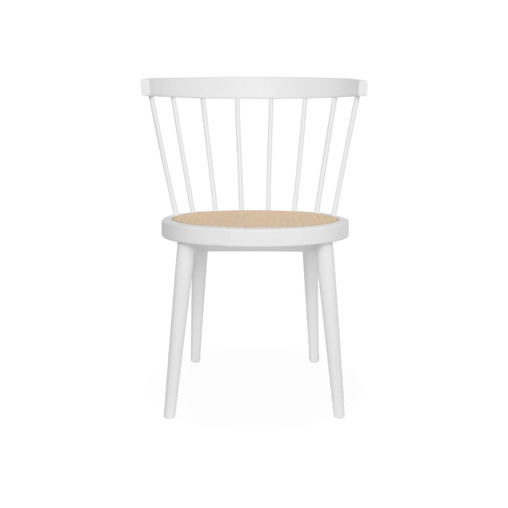 Set di 2 sedie in legno e rattan intrecciato, stile vimini, bianco