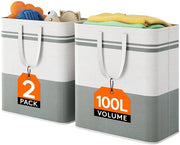 Contenitori per flessini 2 in 1 100L, grande contenitore per la raccolta dei depositi, contenitore per le flessine vuote e i bicchieri usati, raccolta flessine, contenitore per la cucina, sacchetto per flessine, grigio e bianco