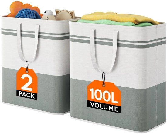 Contenitori per flessini 2 in 1 100L, grande contenitore per la raccolta dei depositi, contenitore per le flessine vuote e i bicchieri usati, raccolta flessine, contenitore per la cucina, sacchetto per flessine, grigio e bianco