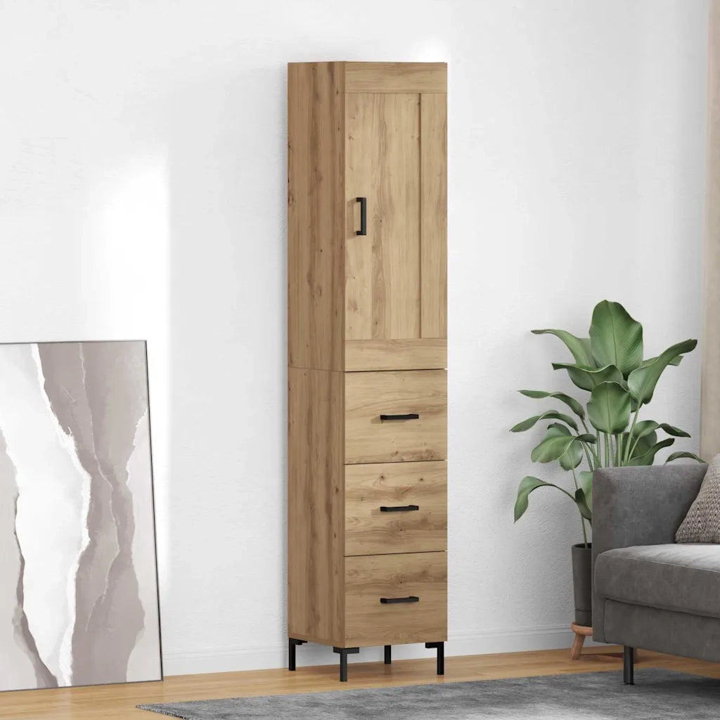 Credenza | Madia | Buffet da pranzo | Armadio da pranzo con cassetto Rovere artigianale 34,5 x 34 x 180 cm