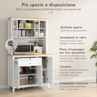 Credenza Dispensa Cucina Armadietti con Mensole Regolabili 100x40x180 cm Bianco