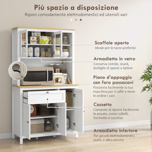 Credenza Dispensa Cucina Armadietti con Mensole Regolabili 100x40x180 cm Bianco