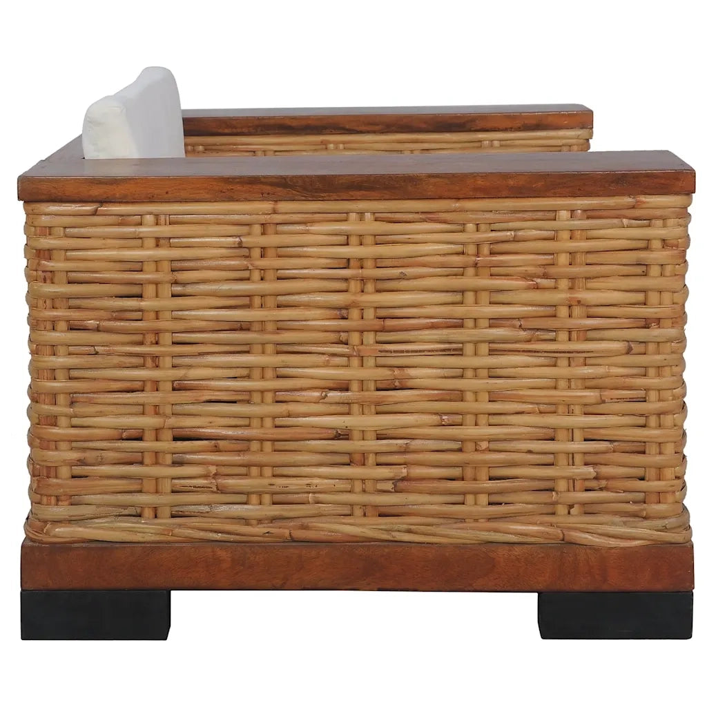 Set di Divani 2 pz con Cuscini in Rattan Naturale Marrone cod mxl 6844
