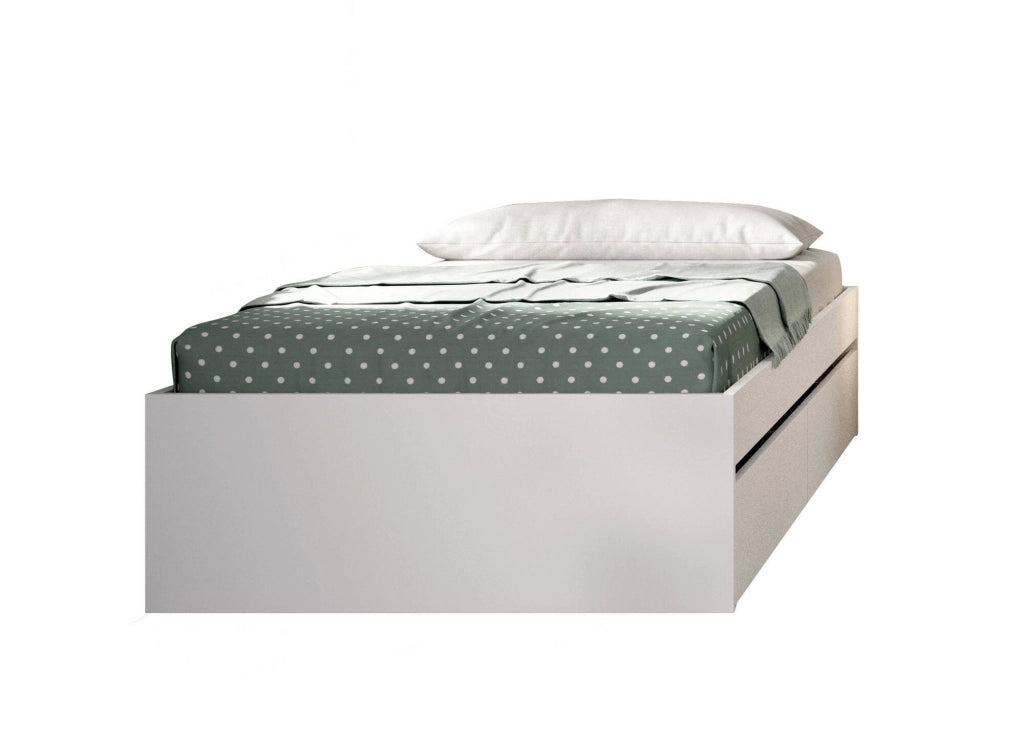 Letto singolo Neki, Sommier per camera da letto, Giroletto per stanza, Struttura porta materasso, 96x195 h40 cm, Bianco