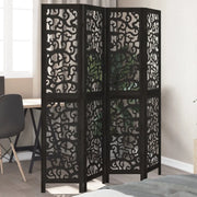 Divisorio Ambienti | Divider per stanze | Paravento 4 Pannelli Nero Legno Massello di Paulownia