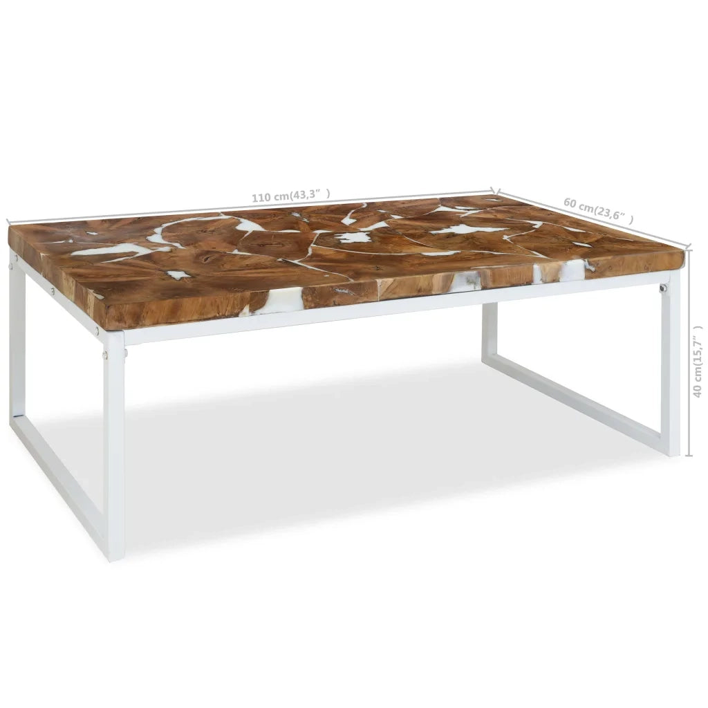 Tavolino da CaffÃ¨ in Legno di Teak e Resina 110x60x40 cm cod mxl 27191