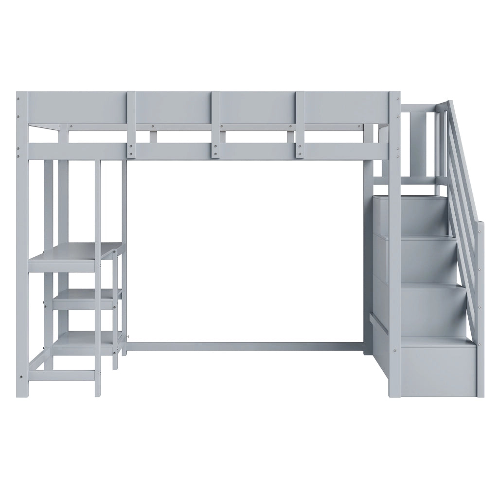 Letto a Castello Multifunzione con Soppalco e Contenitore ¨C MINIMAL ¨C Pino Massello, Grigio, 90x200