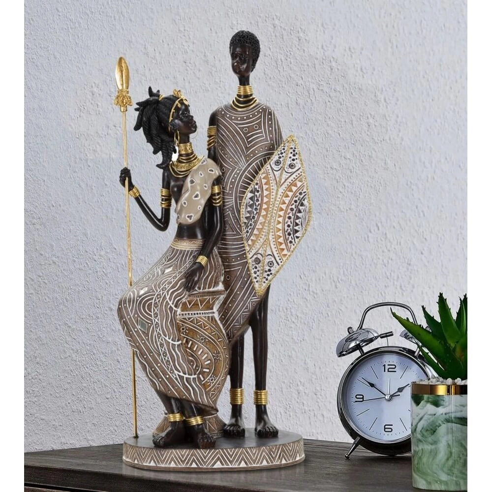 Scultura masai tribale famiglia cm 16,5X11,5X38 - FAMILIS