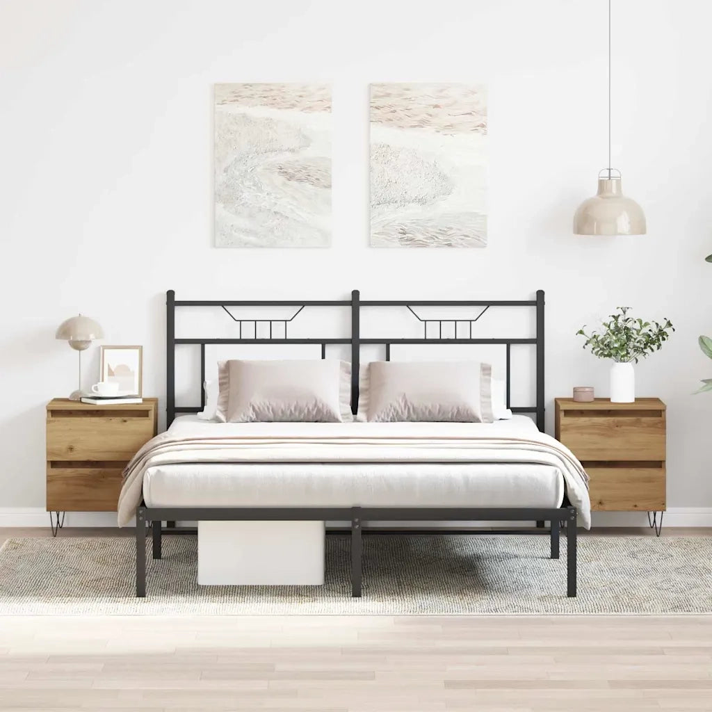 Set di 2 Comodini | Armadio da Notte | Mobiletto da notte rovere artigianale 40 x 35 x 50 cm