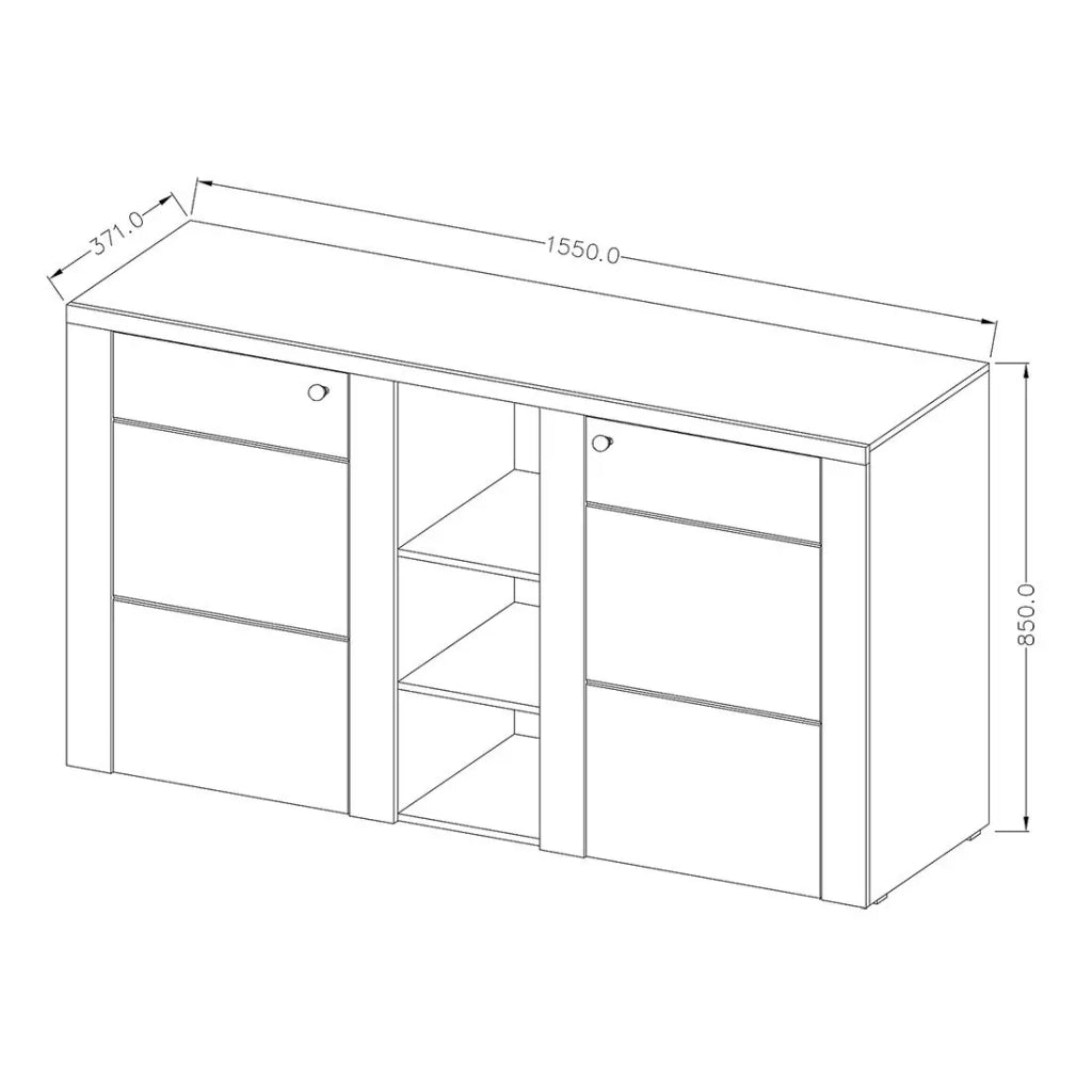 Buffet design 155cm per soggiorno colore rovere collezione SANTIAGO.