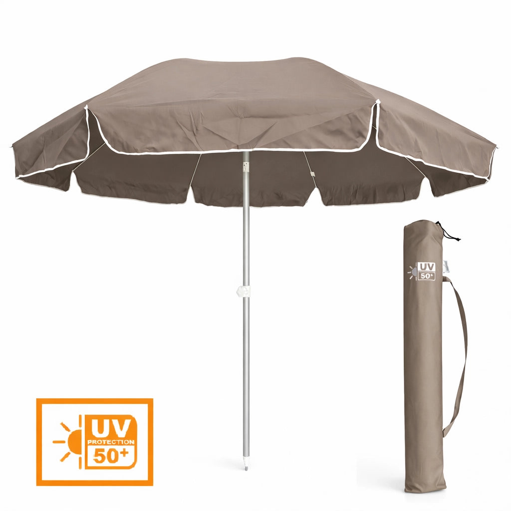 Ombrellone Mare Spiaggia 240 cm Antivento Alluminio UV50+ Inclinabile con Custodia e Trivella