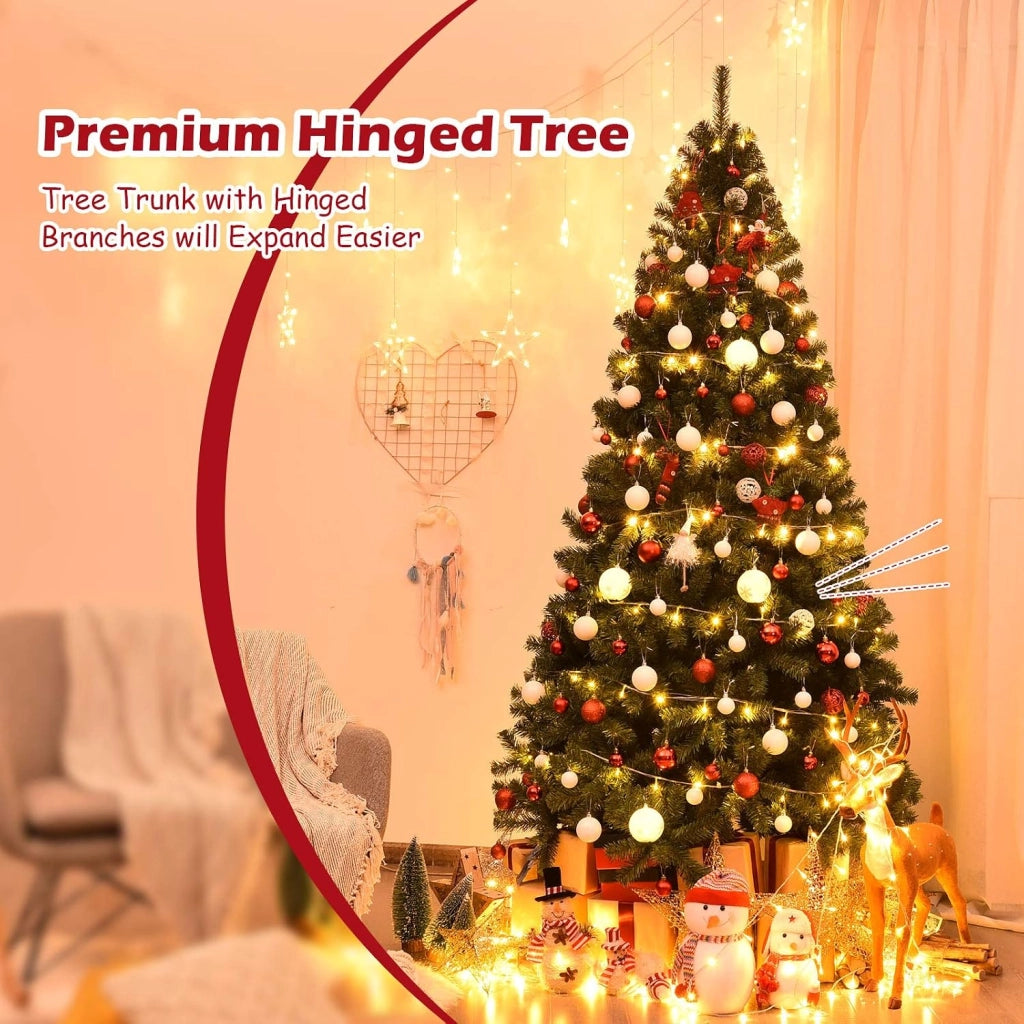 Albero di Natale Artificiale 150/180/210/230/270cm in PVC, Albero di Natale ad Apertura Automatica ad Ombrello con Base, Christmas Tree (230 cm, Verde)