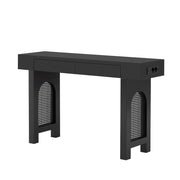 Consolle con 2 cassetti e presa USB Type-C per ingresso in MDF nero 120x35.5x76.5 cm