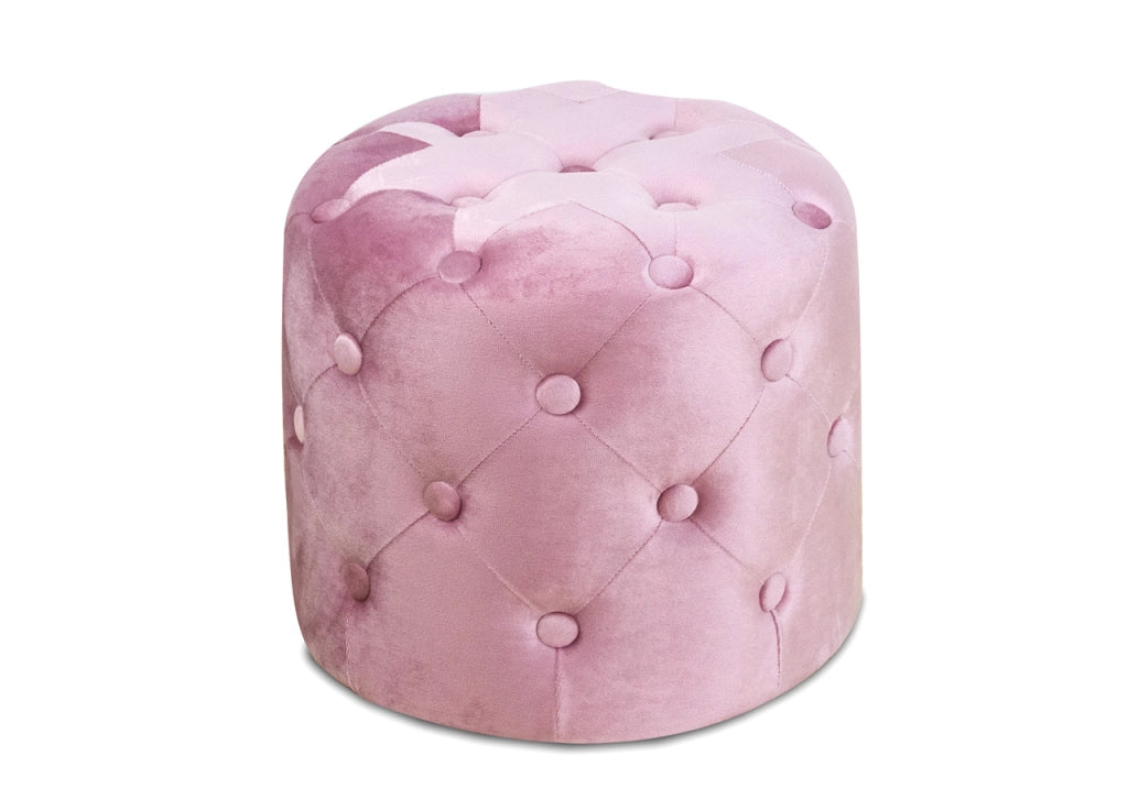 Pouf Salotto/Camera Con Bottoni Imbottito Modello Velvet Parigi In Tinta Unita - Pouf - Cipria