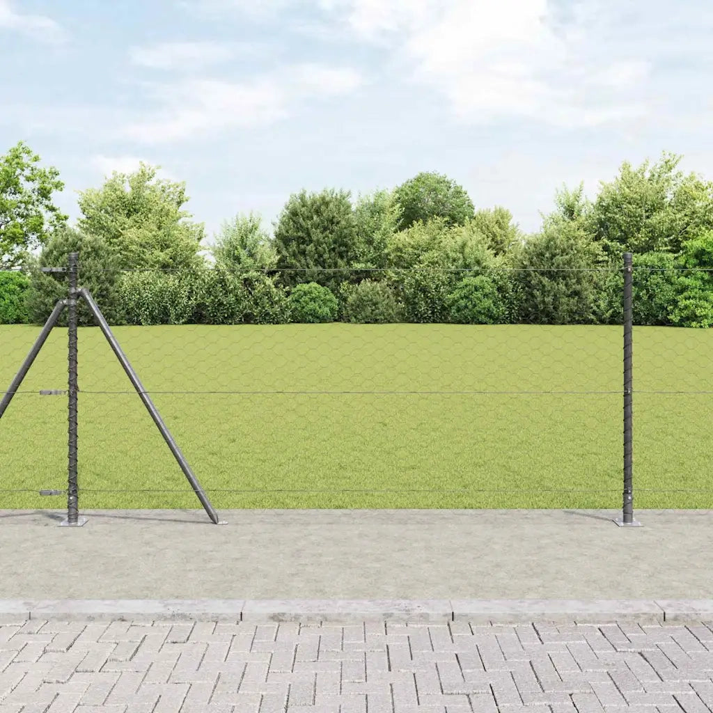 Palo della recinzione Grigio 25 x 1 m (rete da 50 mm) Acciaio