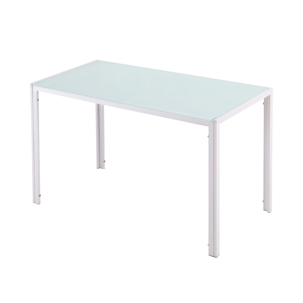 Tavolo da Pranzo Rettangolare Allungabile in Metallo e Vetro Temperato Moderno ¨C zephmum ¨C Bianco 120x60x75 cm