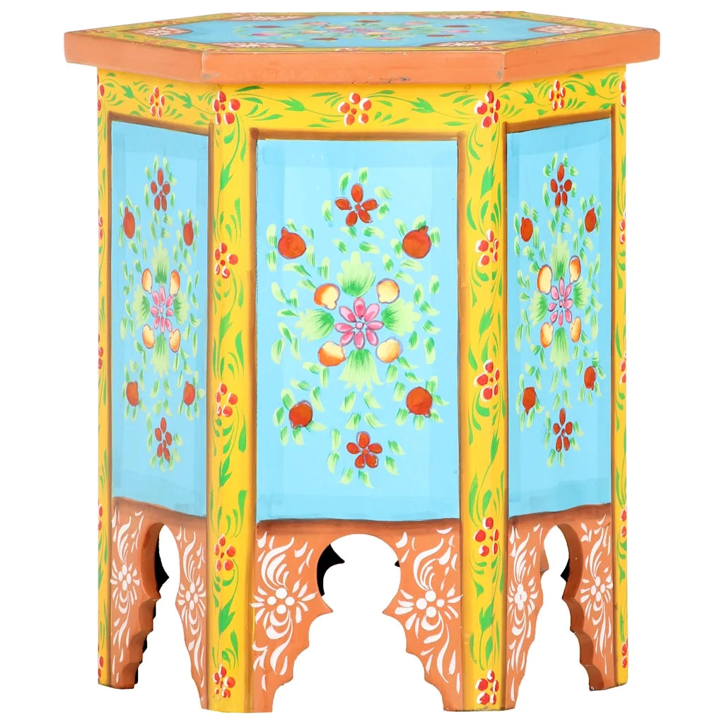 vidaXL Tavolino Dipinto a Mano Multicolore 38x33x42 cm Massello Mango