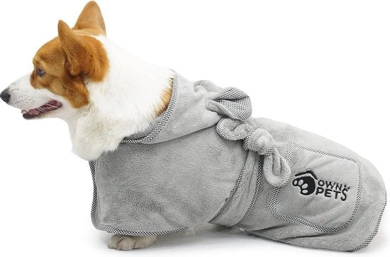 Badia per cani, tessuto idrorepellente, badia per cani assorbente con chiusura a clip e cintura regolabile, densità alta (S, grigio)