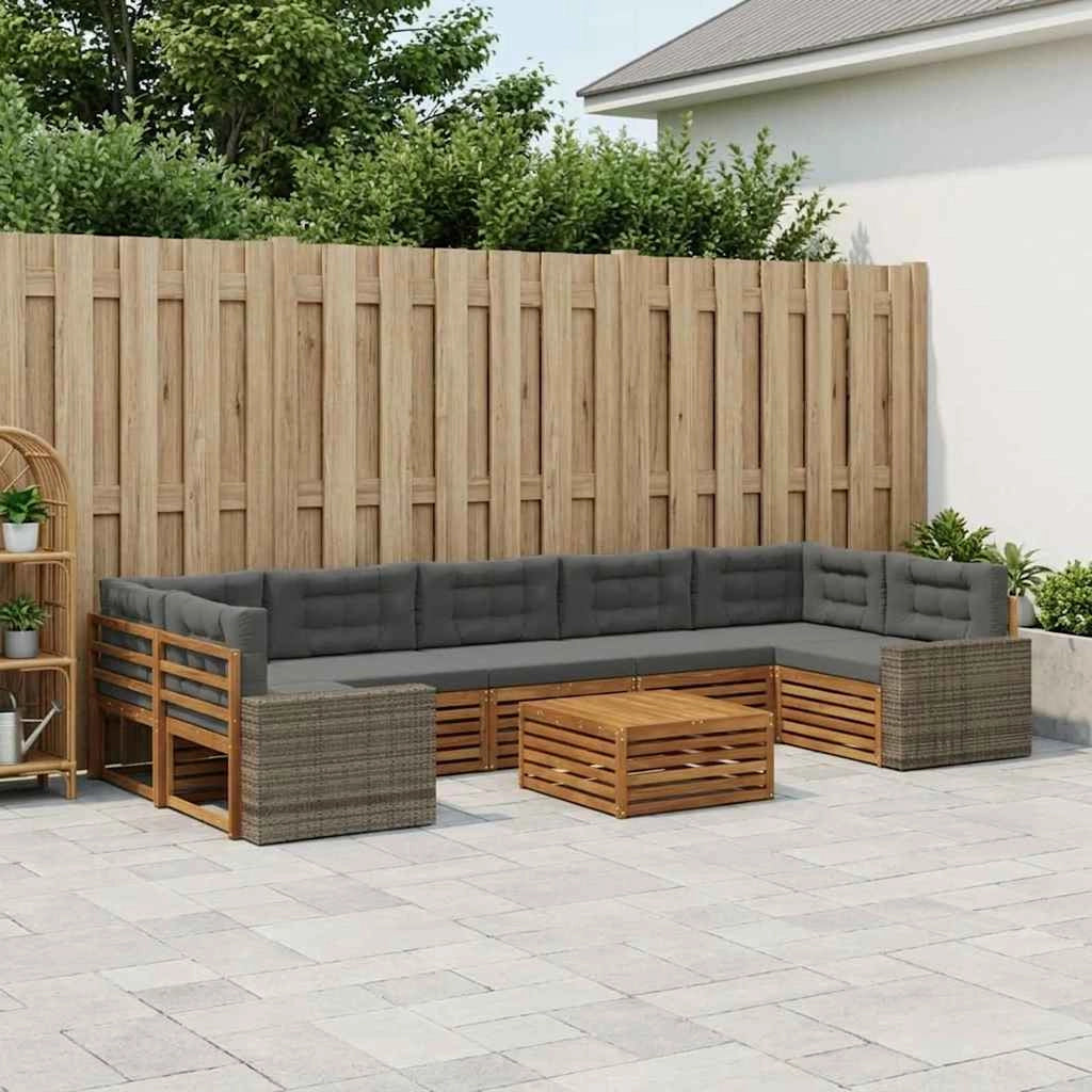 Set di divani da esterno 8 pz Naturale e Antracite 3383160