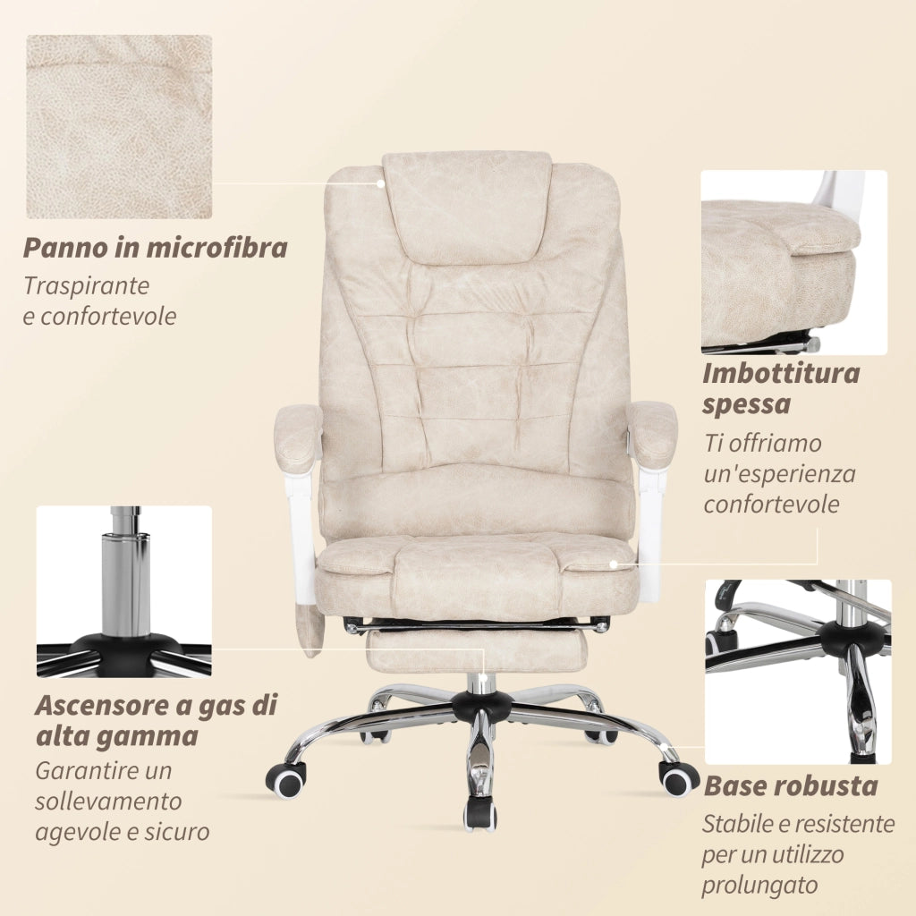 Sedia da Ufficio Massaggiante in Tessuto ¨C Zephmum ¨C Crema