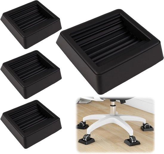 Onderzetters Antislip 4 pezzi Nero 8 x 8cm