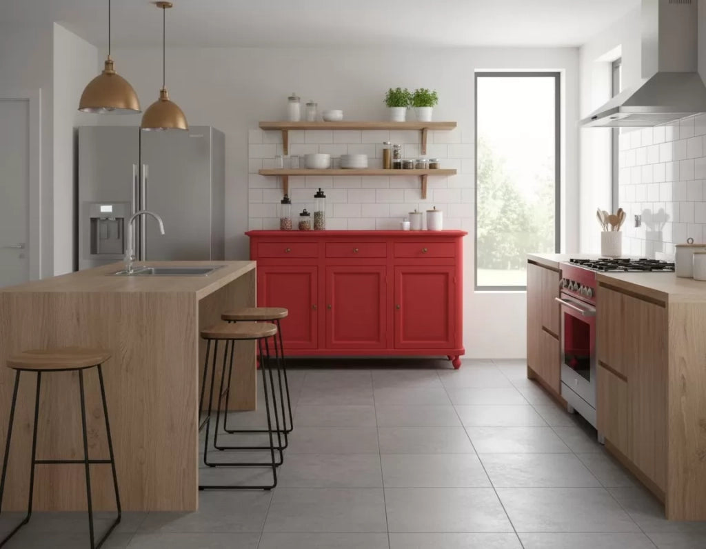 Madia credenza 3 ante legno shabby rosso 158x45x98 - Mobili 2G