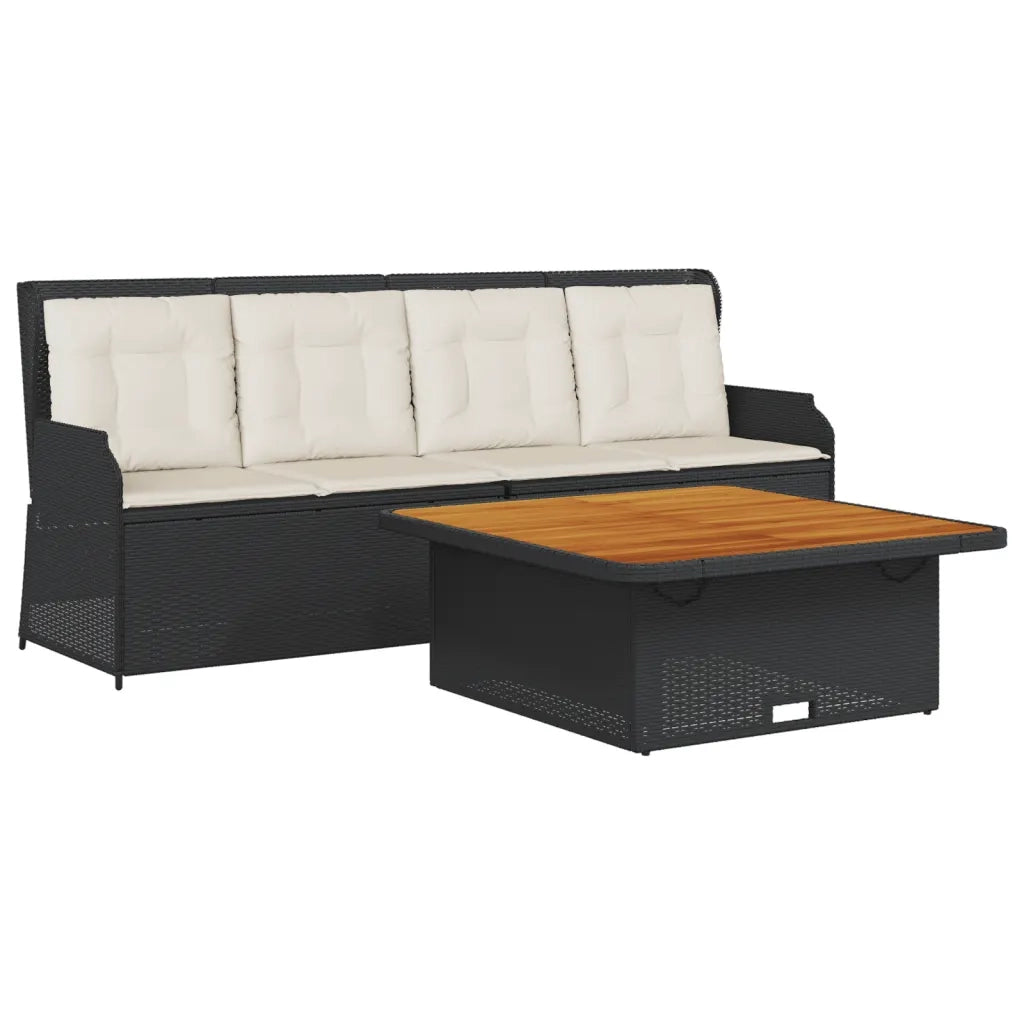 Set Divani da Giardino 3 pz con Cuscini in Polyrattan Nero