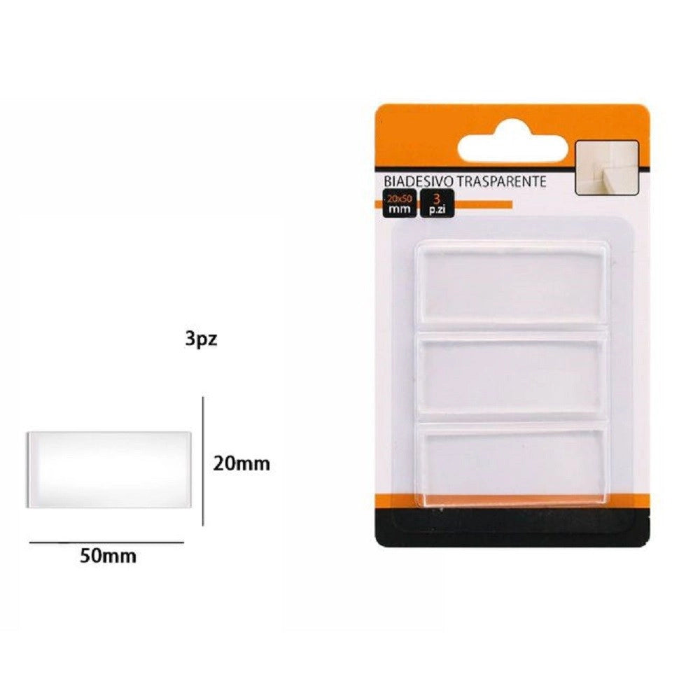 Trade Shop - Set 3 Pezzi Strisce Gommini Biadesivo Trasparente Protezione Casa 20x50 Mm 66101 -